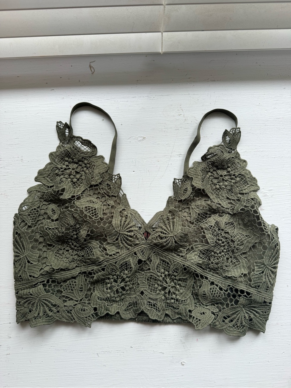 Shyanne Olive Floral Lace Bralette - Deep Olive Green